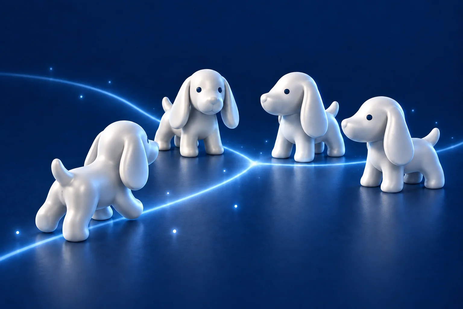 A small pack of silver puppies gathering